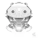 Subject: Atom, the robot from "Real Steel," depicted in a minimalistic style Face Design: Focus on Atom's facial feature tattoo design idea