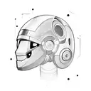 Subject: Atom, the robot from "Real Steel," depicted in a minimalistic style Face Design: Focus on Atom's facial feature tattoo design idea