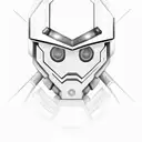 Subject: Atom, the robot from "Real Steel," depicted in a minimalistic style Face Design: Focus on Atom's facial feature tattoo design idea