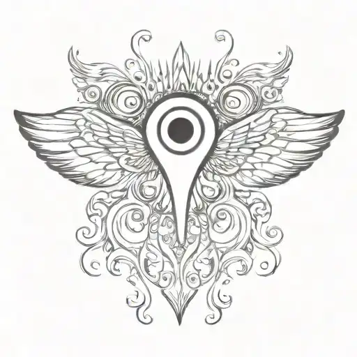 eye angel with six wings and a bunch of small eyes on the wings tattoo design idea