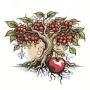 a cherry tree with roots as if they were signatures tattoo design idea