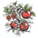 a cherry tree with roots as if they were signatures tattoo design idea