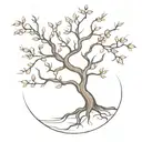 a cherry tree with roots as if they were signatures tattoo design idea