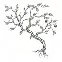 a cherry tree with roots as if they were signatures tattoo design idea