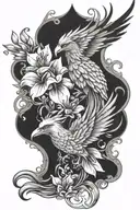 illenium phoenix with little lily flower  tattoo design idea