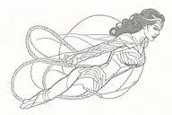  rope with wonder woman simple logo, minimalist, feminine,  tattoo design idea