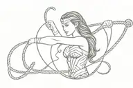  rope with wonder woman simple logo, minimalist, feminine,  tattoo design idea
