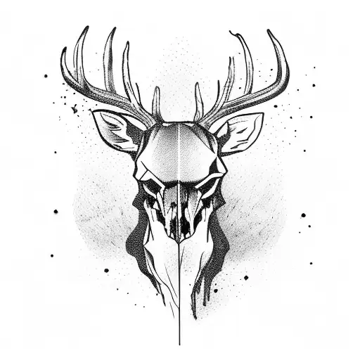 deer skull tattoo design idea