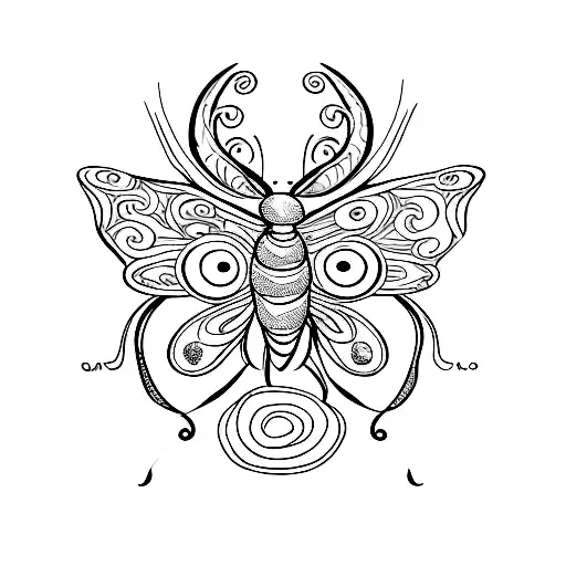 a butterfly and a semicolon and medusa or snake in a butterfly form tattoo design idea