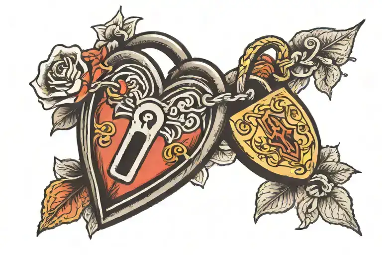 lock shaped heart tattoo design idea