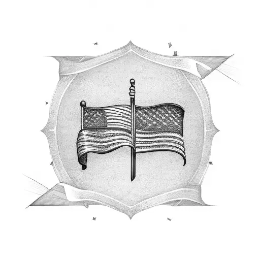 American flag with lung cancer ribbon tattoo design idea