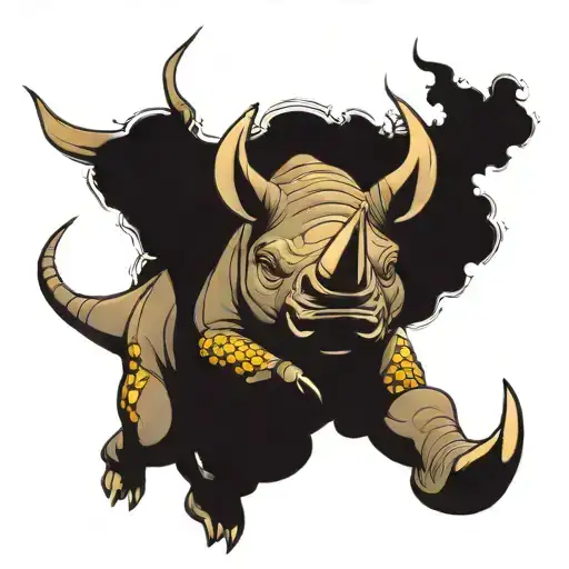 rhino riding a hornet flying tattoo design idea