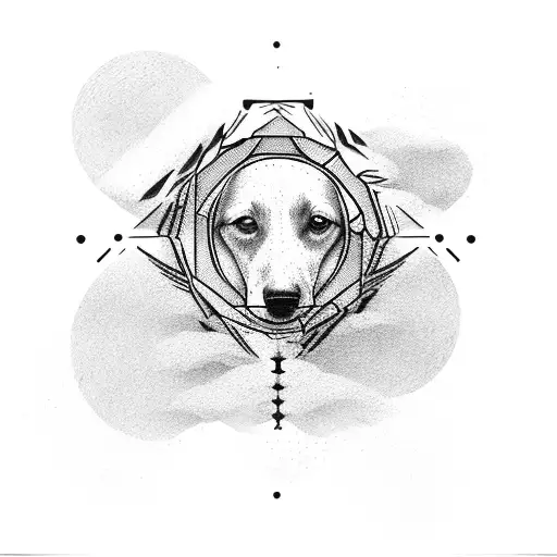 vertical tattoo of A Gemini constellation merged with a dog silhouette, symbolizing the love and freedom tattoo design idea