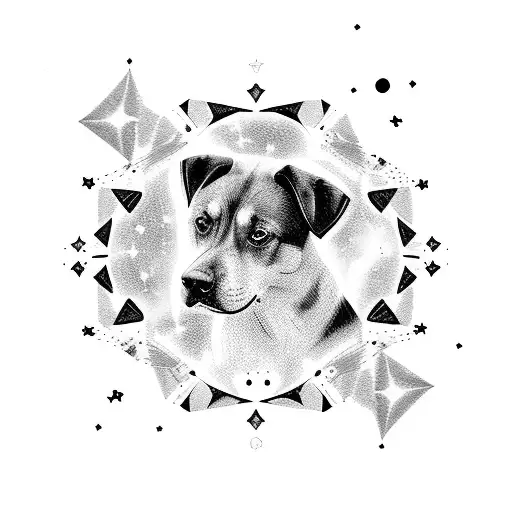 A Gemini constellation merged with a dog silhouette, symbolizing the love and freedom tattoo design idea