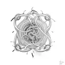 A camera lens intertwined with a neuron tattoo design idea