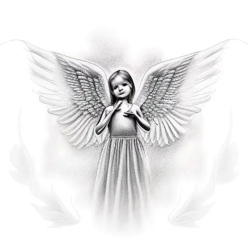 Realistic angel tattoo design idea