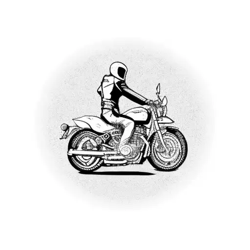 A silhouette of a motorcycle against a backdrop of rolling hills tattoo design idea