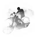 A silhouette of a motorcycle against a backdrop of rolling hills tattoo design idea