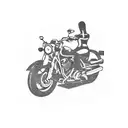 A silhouette of a motorcycle against a backdrop of rolling hills tattoo design idea