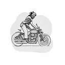 A silhouette of a motorcycle against a backdrop of rolling hills tattoo design idea
