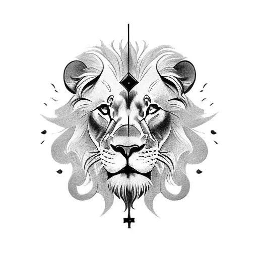 Sun , cross , lion tattoo design idea