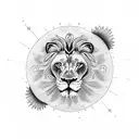 Lion cross sun  tattoo design idea