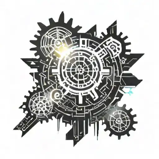 cog wheels connected tattoo design idea