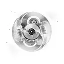 A Dodge Challenger speeding through a vinyl record tattoo design idea