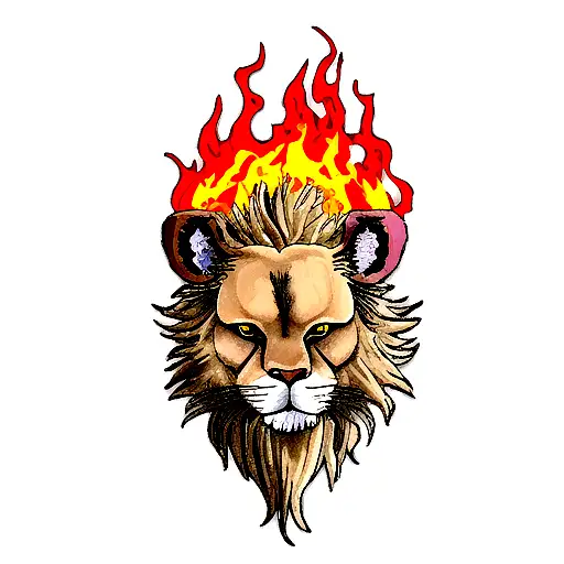 león de fuego tattoo design idea