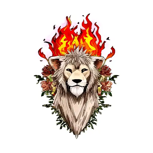león de fuego tattoo design idea
