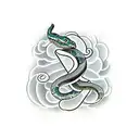 snake with caduceus staff tattoo design idea