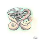 snake with caduceus staff tattoo design idea