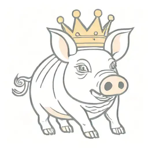 pig wearing a crown tattoo design idea