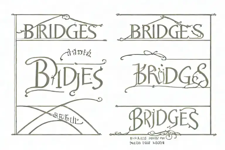  "BRIDGES" in old English font across upper back tattoo design idea