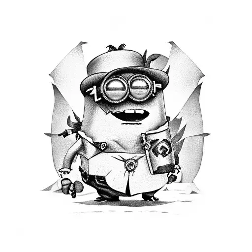 wild west minion tattoo design idea