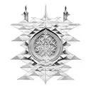 A dotwork design of the Doors of Durin with Elvish inscriptions tattoo design idea