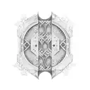 A dotwork design of the Doors of Durin with Elvish inscriptions tattoo design idea