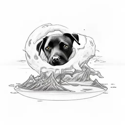 black labrador interfering the creation of Adam tattoo design idea
