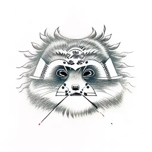 tanuki with mask tattoo design idea