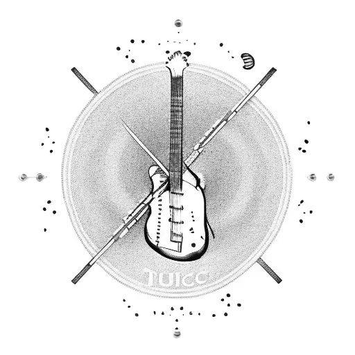 guitar music notes tattoo design idea