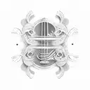 guitar music notes tattoo design idea