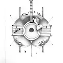 guitar music notes tattoo design idea