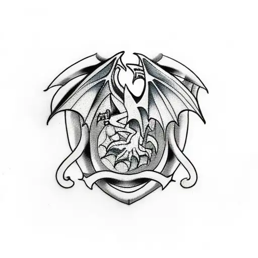 Welsh dragon and Maltese cross court of arms tattoo design idea