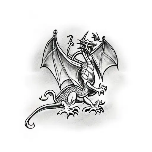 Welsh dragon and stingray at war to win a Maltese cross tattoo design idea