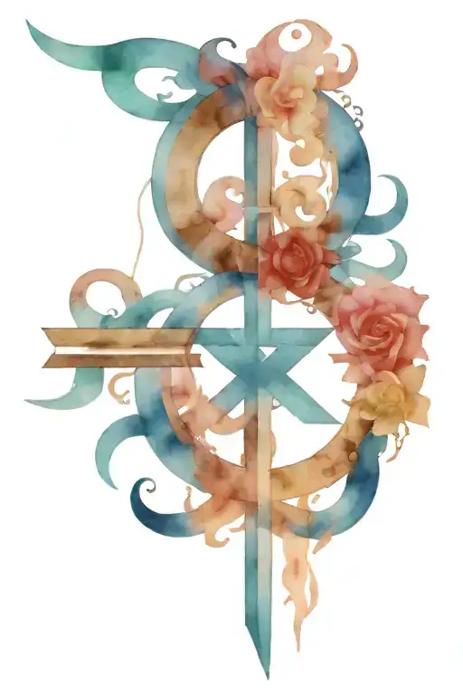 Tattoo with the combination of the tomb of Cyrus the Great, the Forohar symbol and the Achaemenian symbol  tattoo design idea