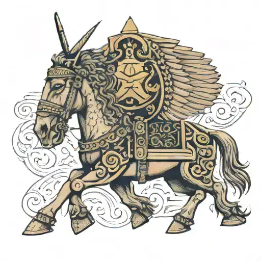 Tattoo with the combination of the tomb of Cyrus the Great, the Forohar symbol and the Achaemenian symbol  tattoo design idea