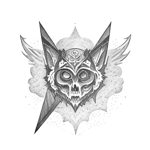 A gothic-style bookshelf filled with books and adorned with moon and forest motifs tattoo design idea