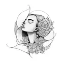 A sleeping figure surrounded by a dark, gothic-style library with computer screens displaying code in the background tattoo design idea