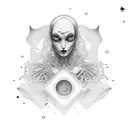 A sleeping figure surrounded by a dark, gothic-style library with computer screens displaying code in the background tattoo design idea