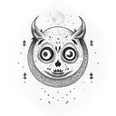 A gothic-style bookshelf filled with books and adorned with moon and forest motifs tattoo design idea